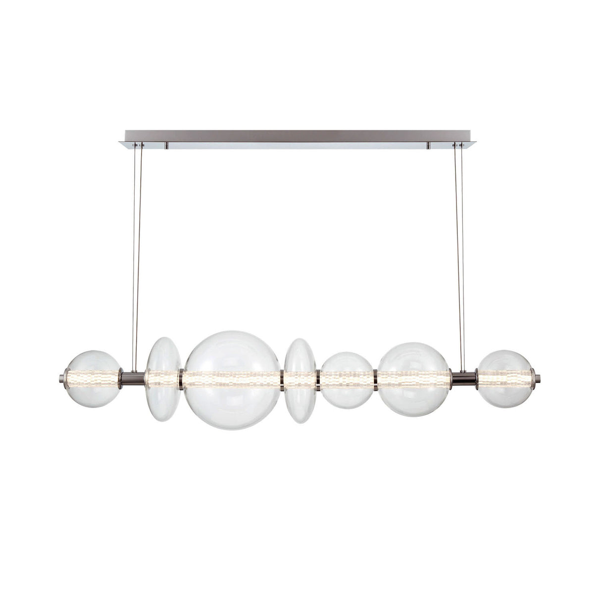 Elara LED 7 Light Linear Chandelier 56", Chrome and Clear Glass