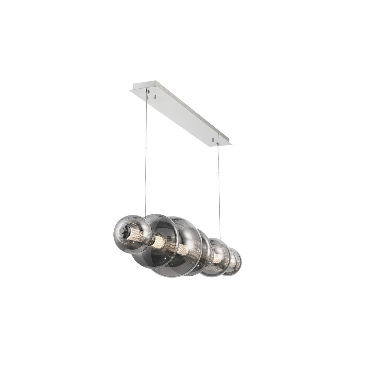 Elara LED 7 Light Linear Chandelier 56", Chrome and Smoke Glass