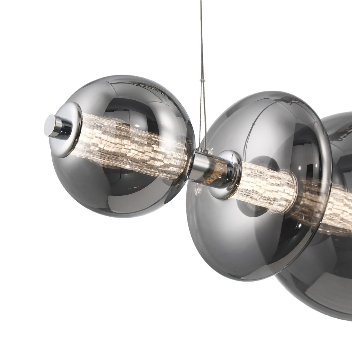 Elara LED 7 Light Linear Chandelier 56", Chrome and Smoke Glass