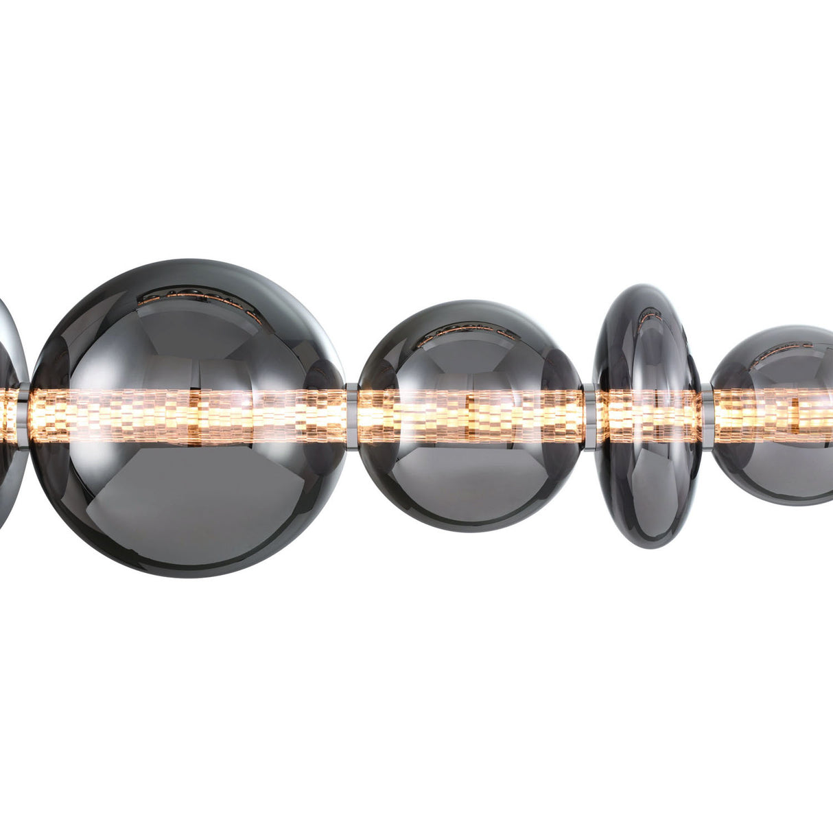 Elara LED 9 Light Linear Chandelier 74", Chrome and Smoke Glass