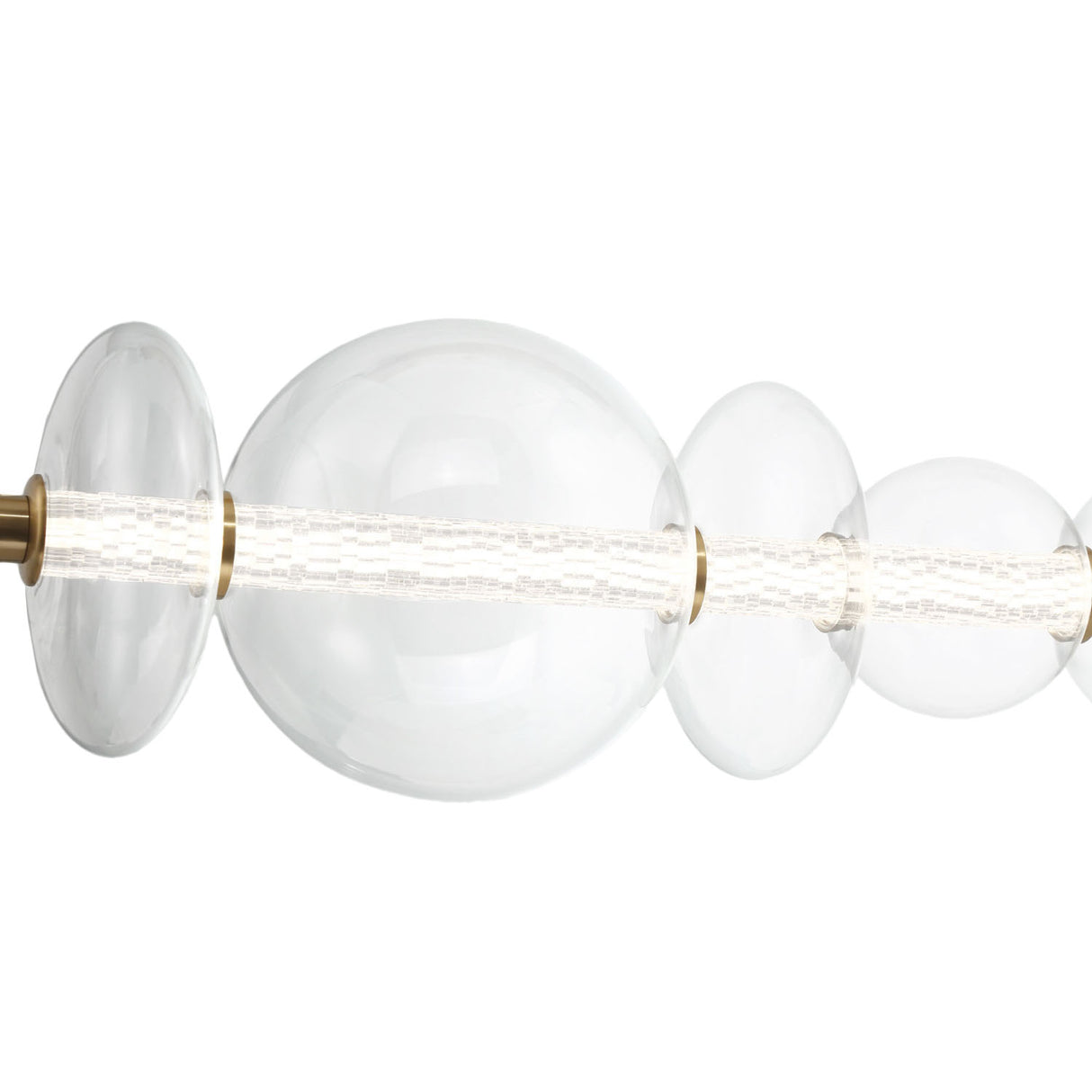 Elara LED 7 Light Linear Chandelier 56", Brass and Clear Glass
