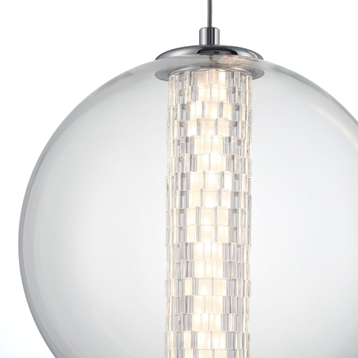 Elara LED Pendant 9", Chrome and Clear Glass