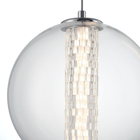 Elara LED Pendant 9", Chrome and Clear Glass