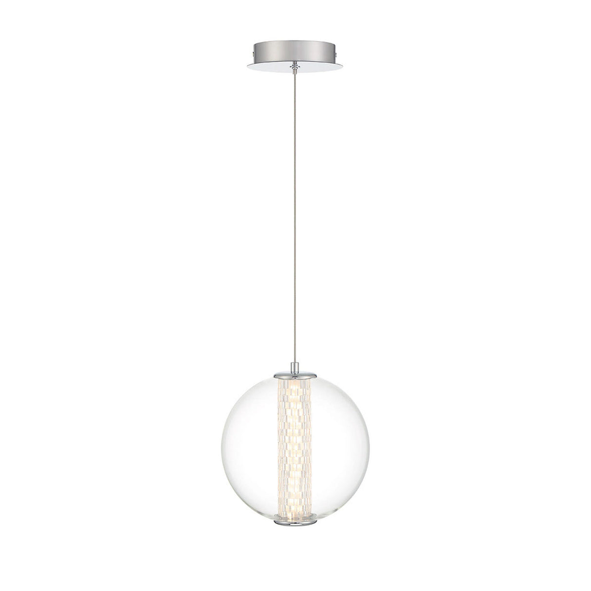 Elara LED Pendant 9", Chrome and Clear Glass