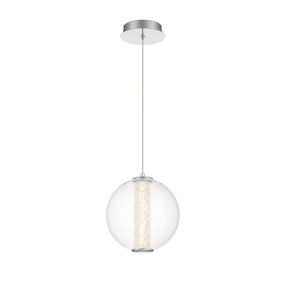 Elara LED Pendant 9", Chrome and Clear Glass