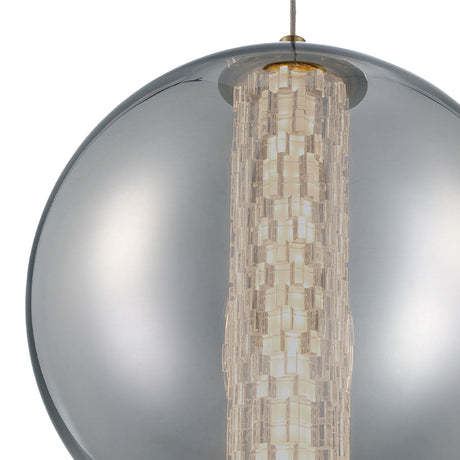 Elara LED Pendant 9", Brass and Smoke Glass