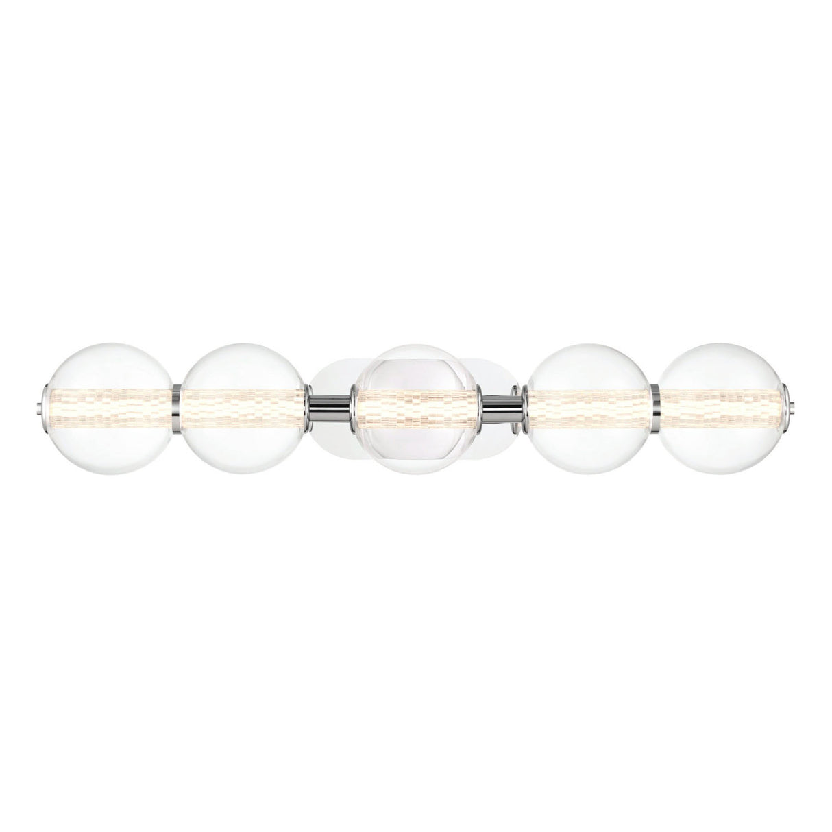 Elara LED 5 Light Vanity 38", Chrome and Clear Glass