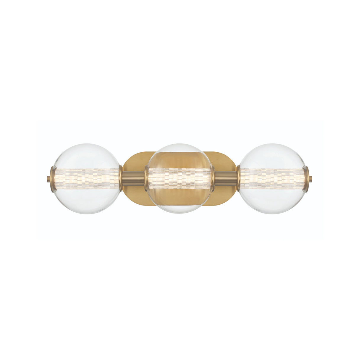 Elara LED 3 Light Vanity 25", Brass and Clear Glass