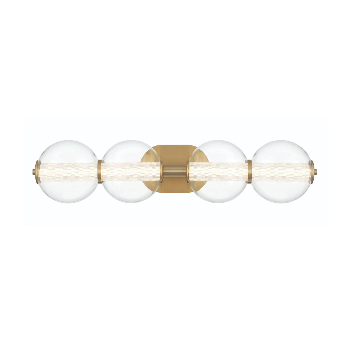 Elara LED 4 Light Vanity 30", Brass and Clear Glass