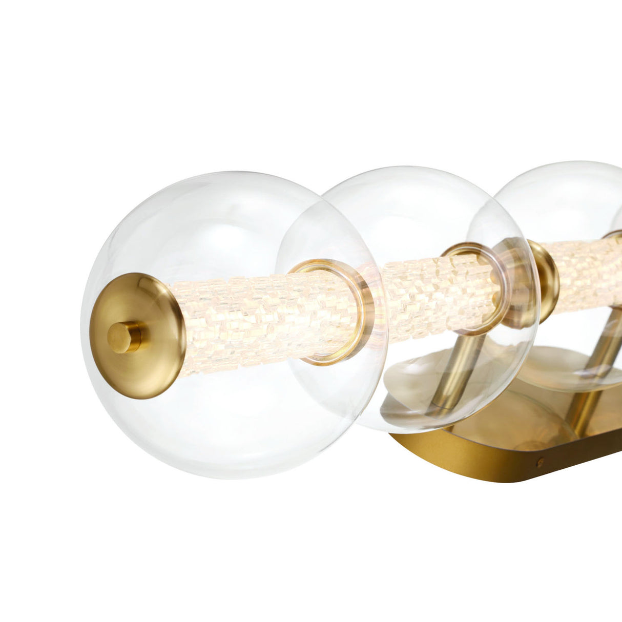 Elara LED 5 Light Vanity 38", Brass and Clear Glass