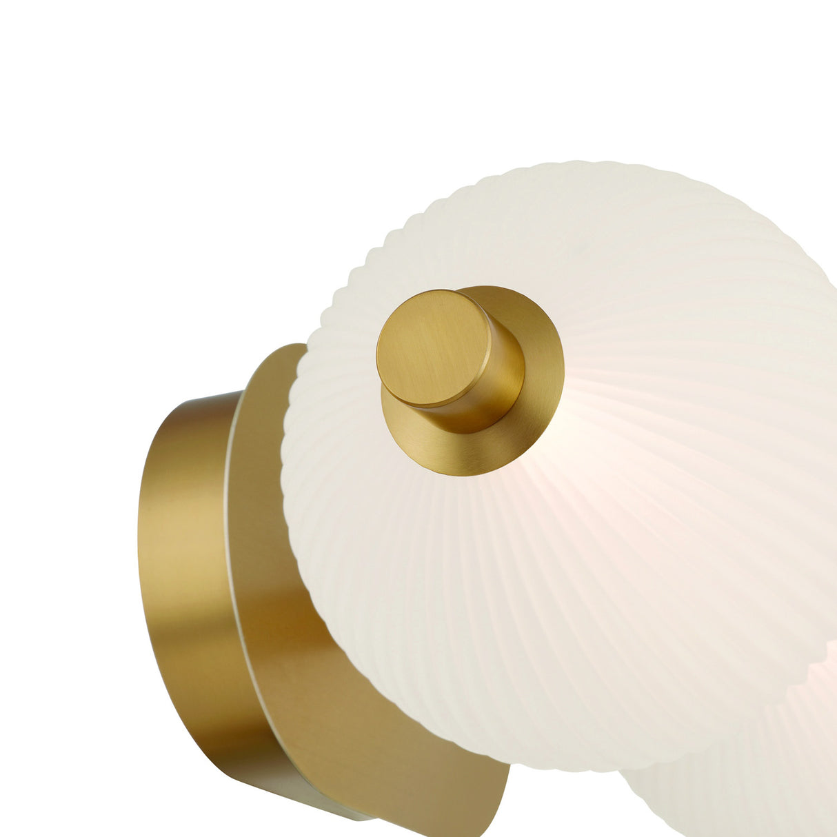 Nola LED 2 Light Vanity 15", Brass and Ribbed Opal Glass