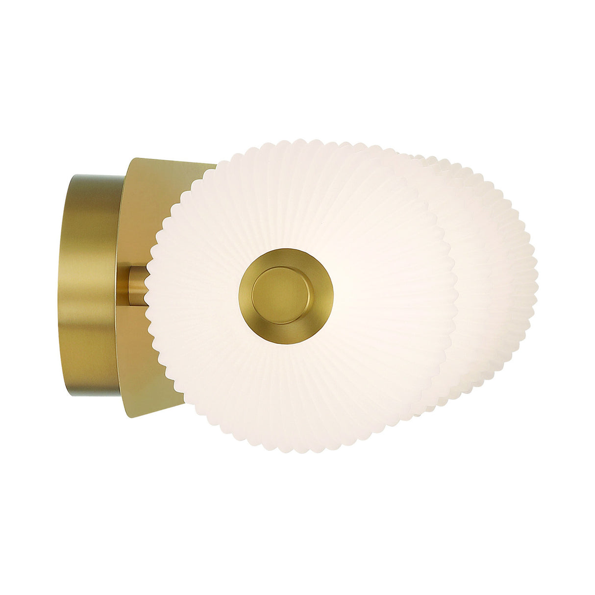 Nola LED 4 Light Vanity 30", Brass and Ribbed Opal Glass