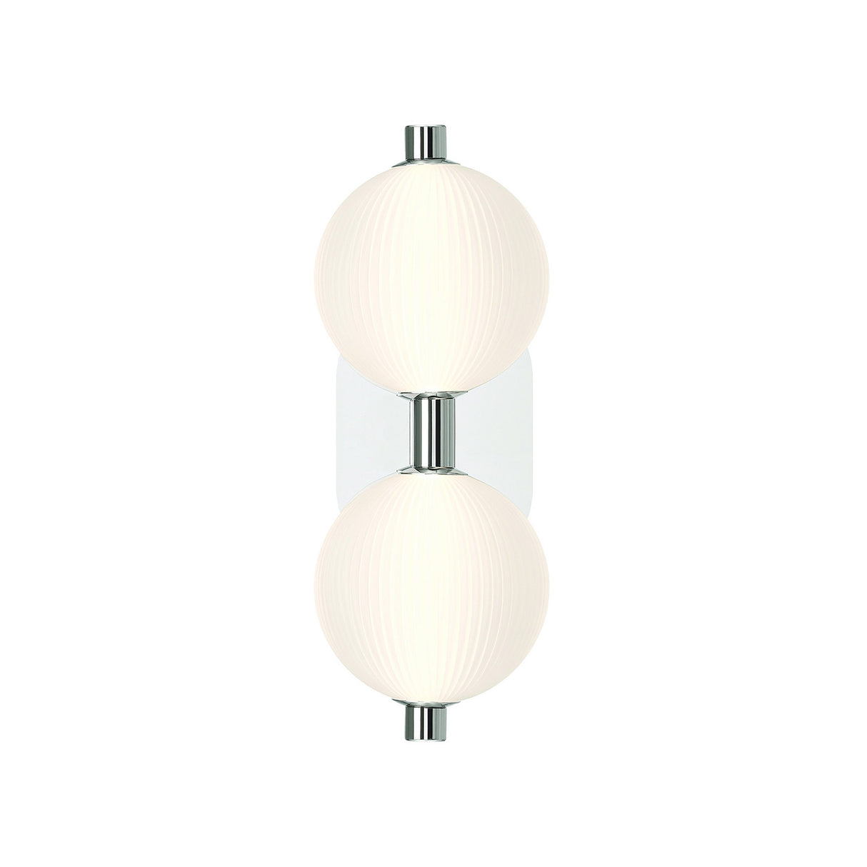 Nola LED 2 Light Vanity 15", Polished Nickel and Ribbed Opal Glass