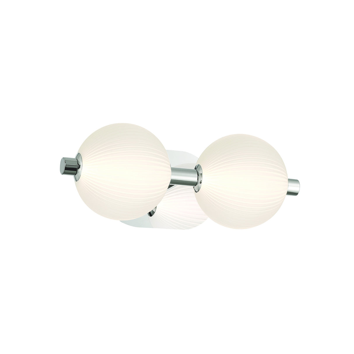 Nola LED 2 Light Vanity 15", Polished Nickel and Ribbed Opal Glass