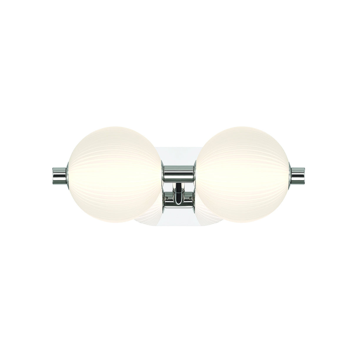 Nola LED 2 Light Vanity 15", Polished Nickel and Ribbed Opal Glass