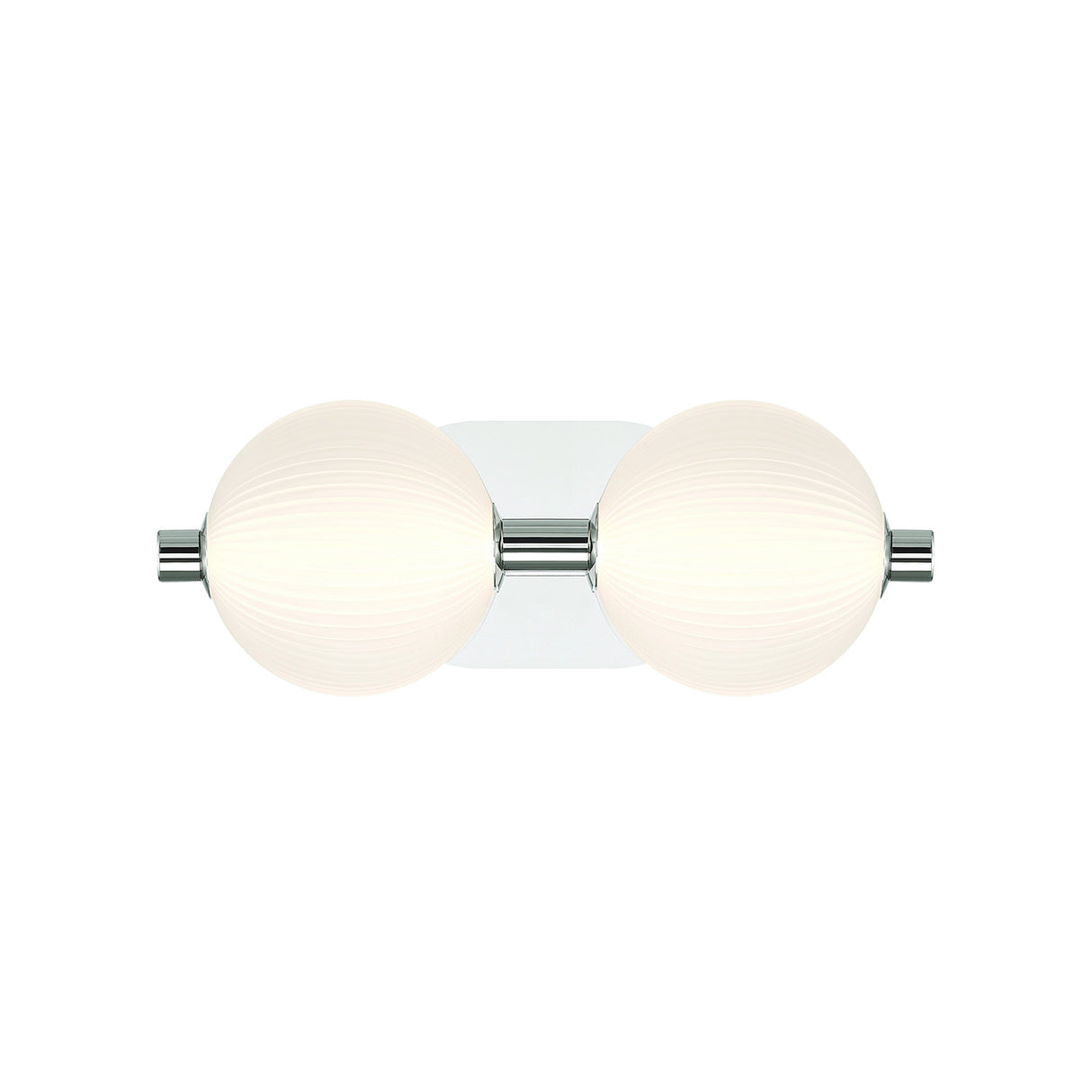 Nola LED 2 Light Vanity 15", Polished Nickel and Ribbed Opal Glass