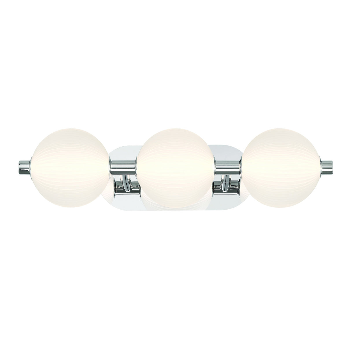 Nola LED 3 Light Vanity 23", Polished Nickel and Ribbed Opal Glass
