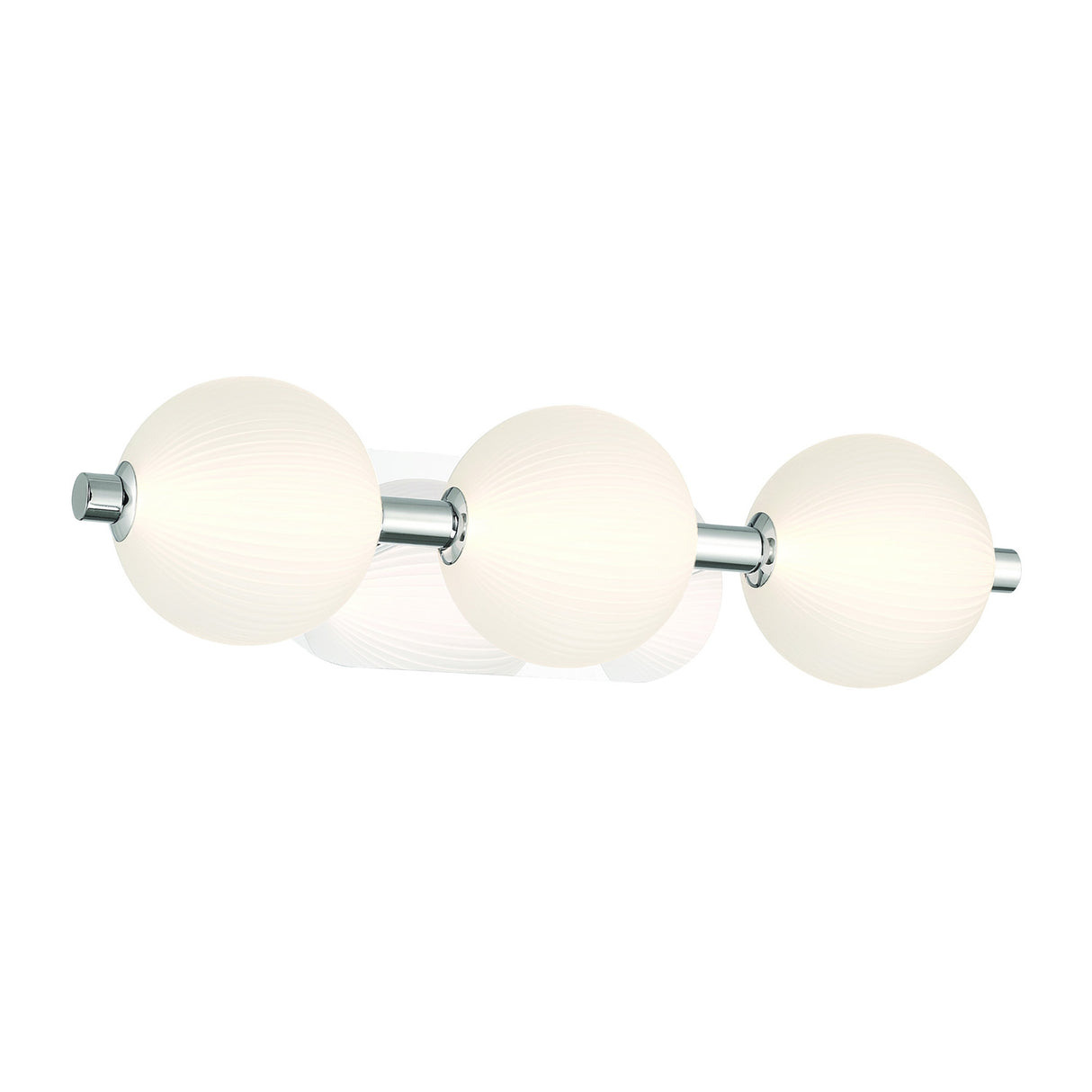 Nola LED 3 Light Vanity 23", Polished Nickel and Ribbed Opal Glass