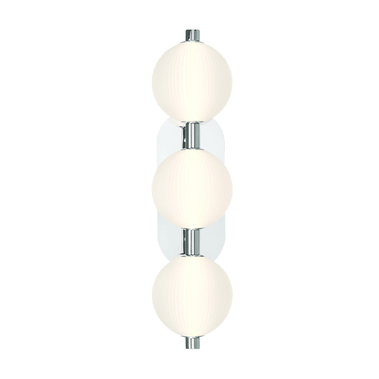 Nola LED 3 Light Vanity 23", Polished Nickel and Ribbed Opal Glass