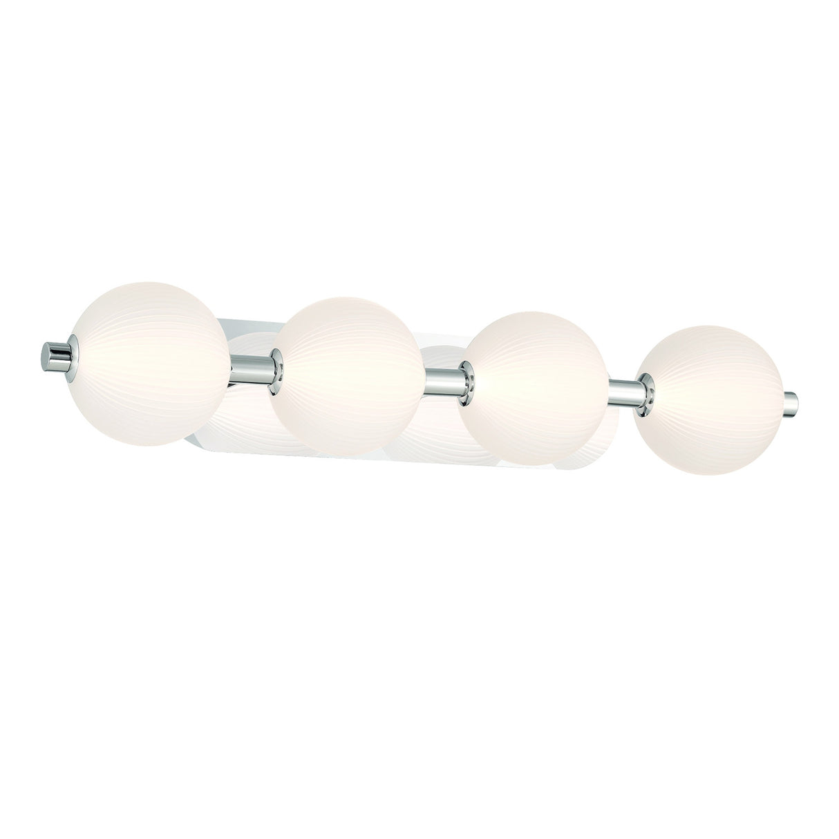 Nola LED 4 Light Vanity 30", Polished Nickel and Ribbed Opal Glass