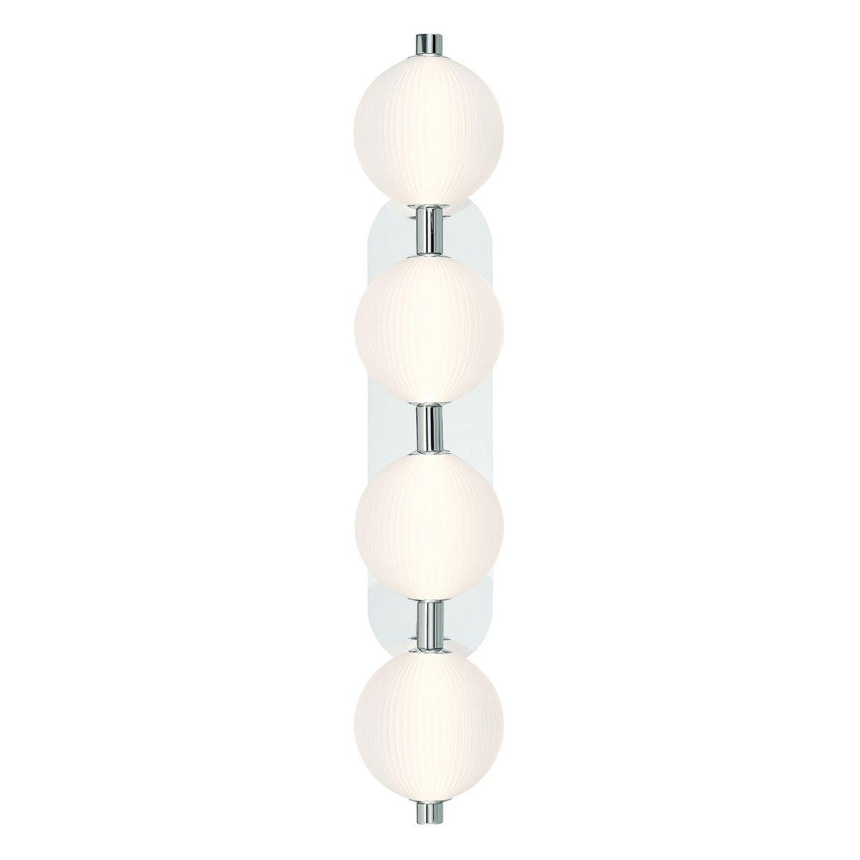 Nola LED 4 Light Vanity 30", Polished Nickel and Ribbed Opal Glass