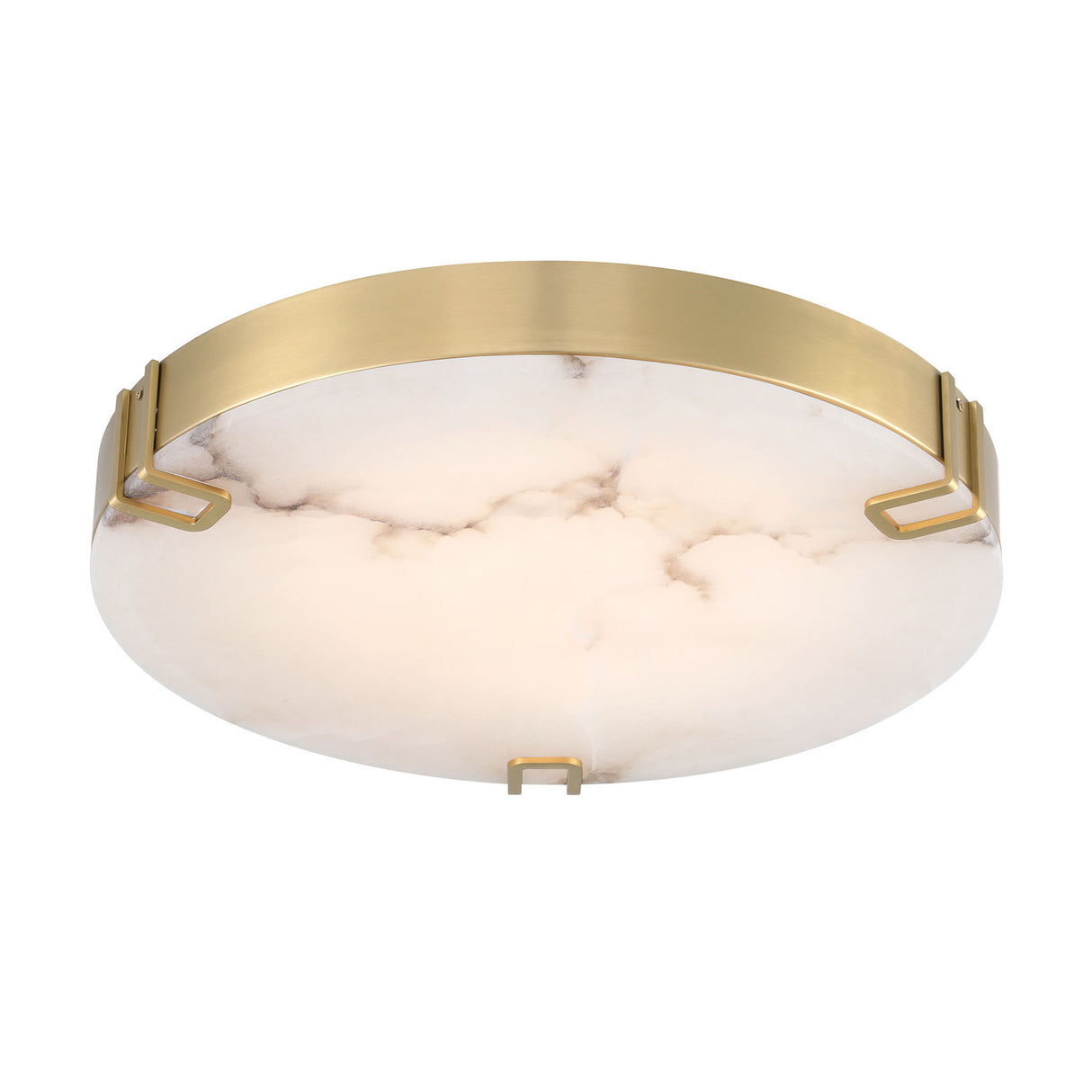 Inez Large LED Flush Mount 22", Brass and Alabaster
