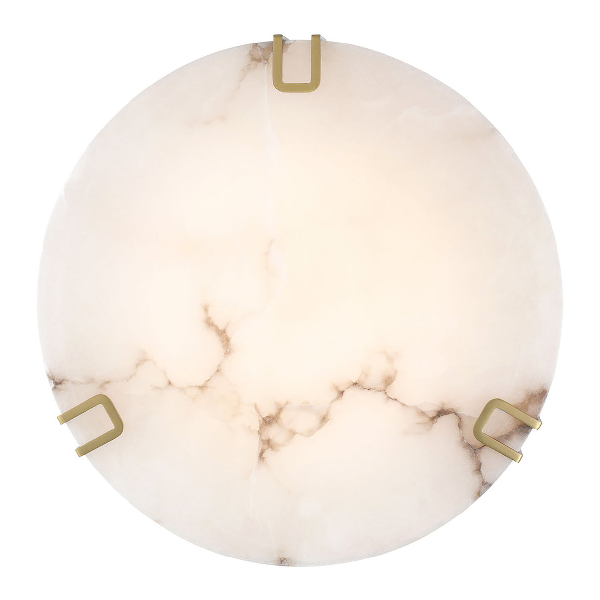 Inez Large LED Flush Mount 22", Brass and Alabaster