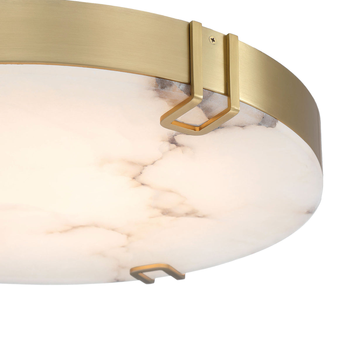 Inez Large LED Flush Mount 22", Brass and Alabaster
