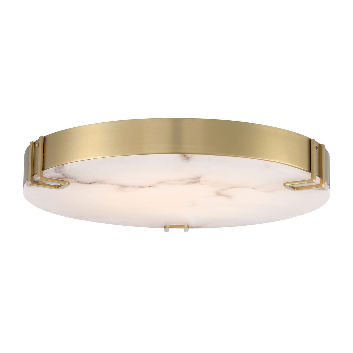Inez Large LED Flush Mount 22", Brass and Alabaster