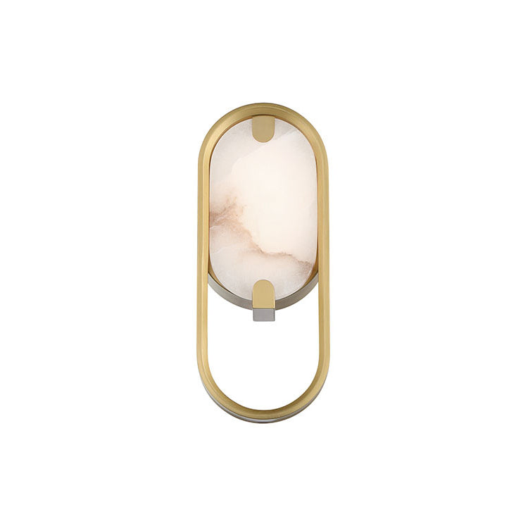 Inez LED Wall Sconce 11", Brass and Alabaster