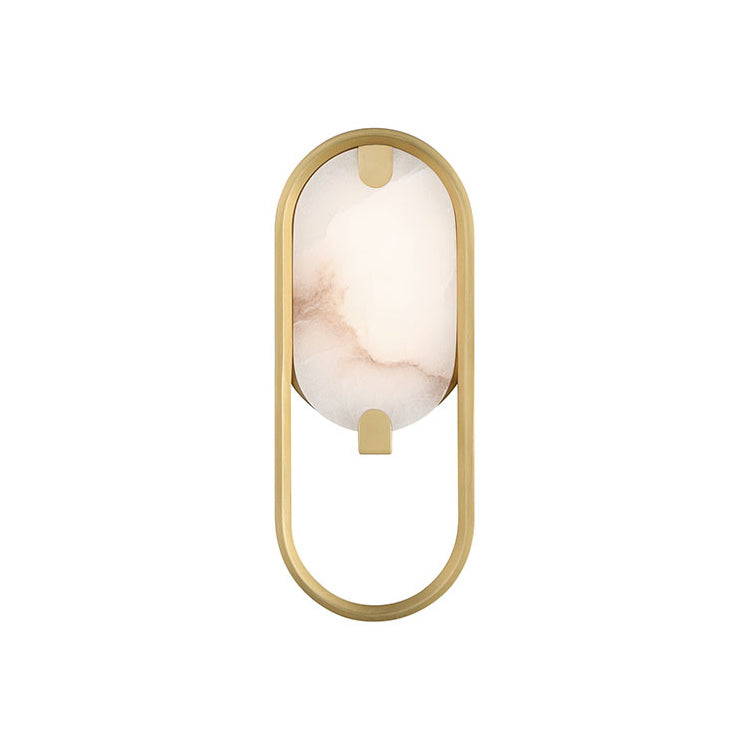 Inez LED Wall Sconce 11", Brass and Alabaster