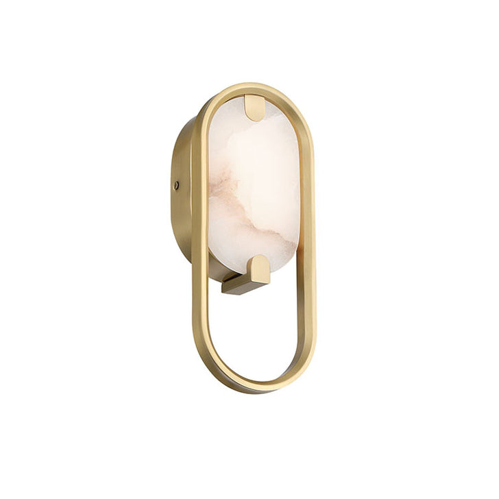 Inez LED Wall Sconce 11", Brass and Alabaster