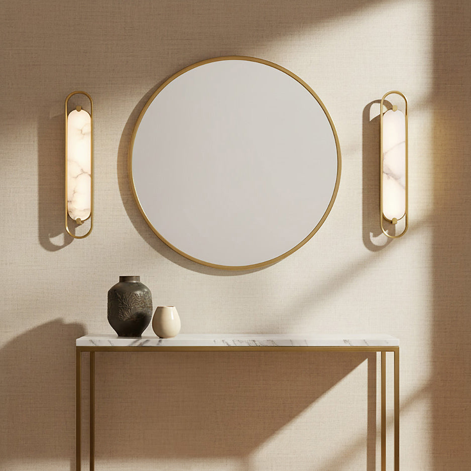 Inez LED Wall Sconce 24", Brass and Alabaster for Modern home with Textured Walls
