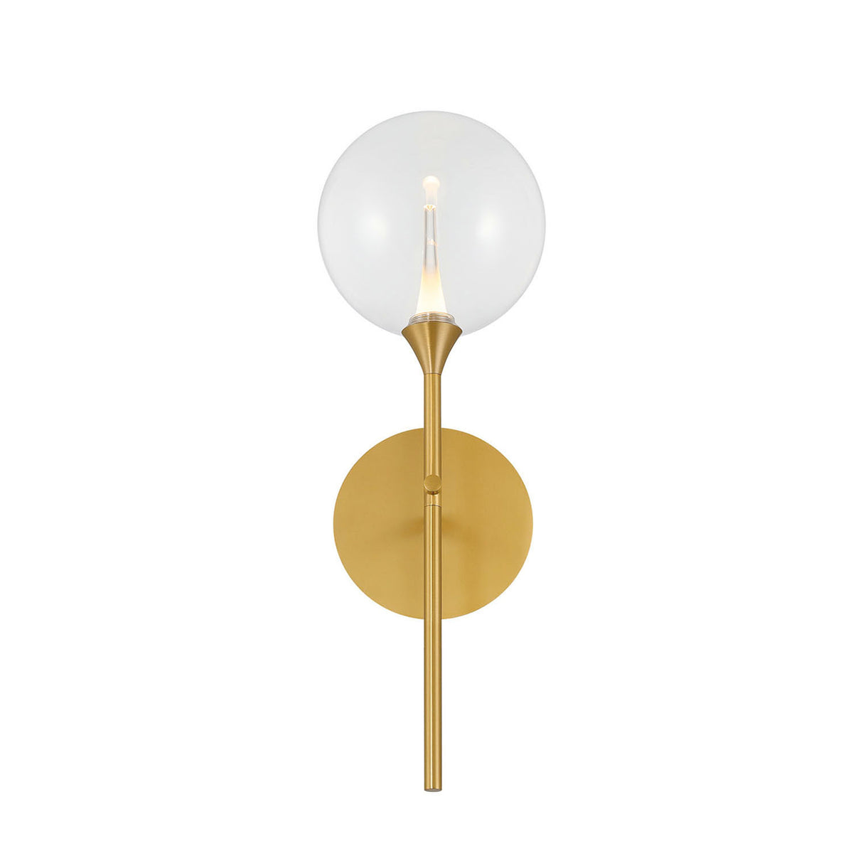 Eaton LED Wall Sconce 19", Brass and Clear Glass