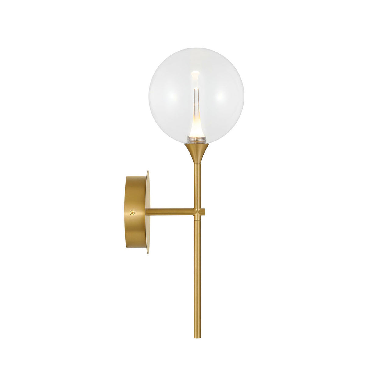 Eaton LED Wall Sconce 19", Brass and Clear Glass