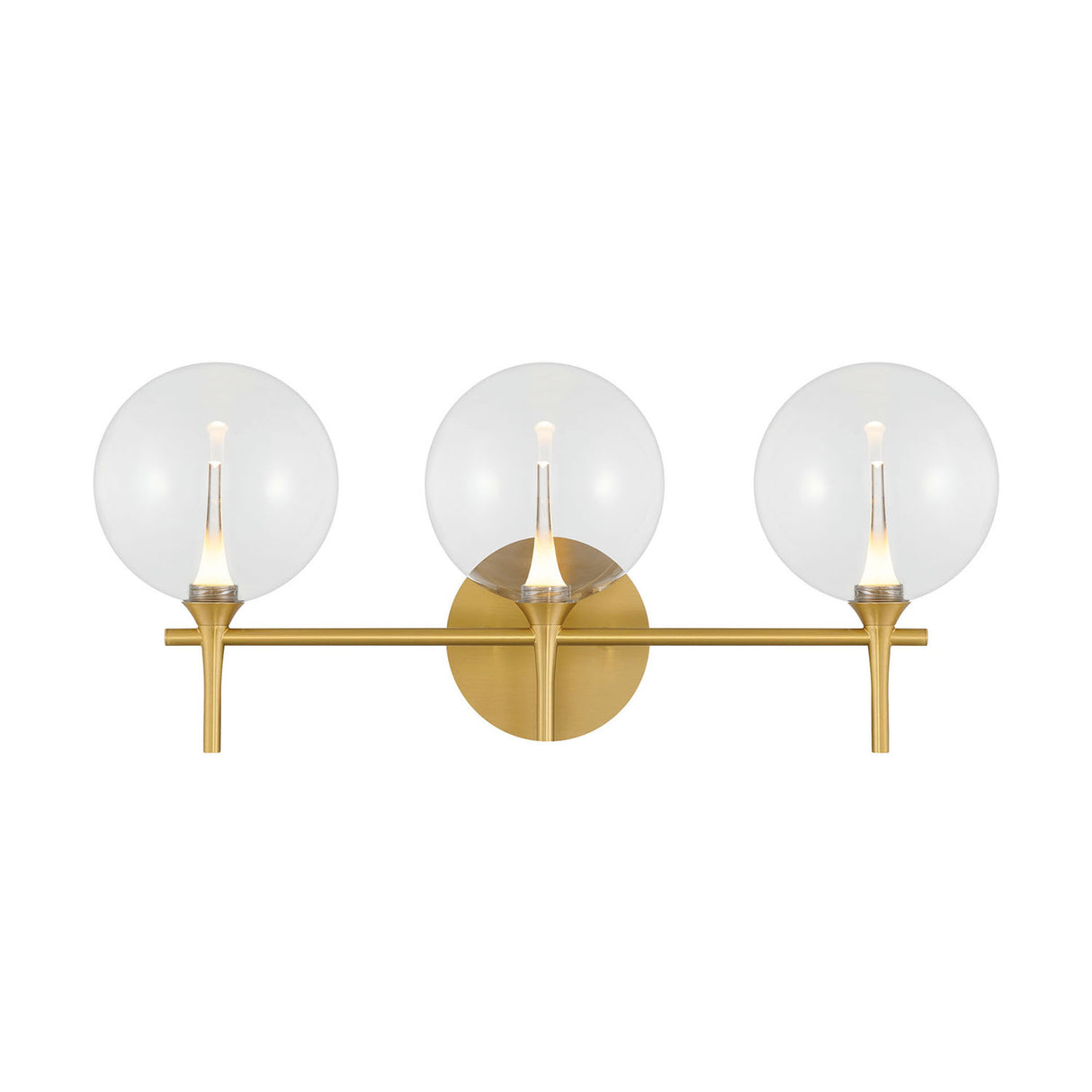 Eaton LED 3 Light Vanity, Brass and Clear Glass