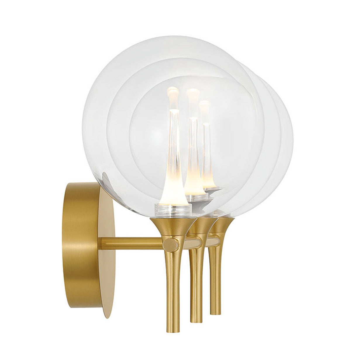 Eaton LED 3 Light Vanity, Brass and Clear Glass