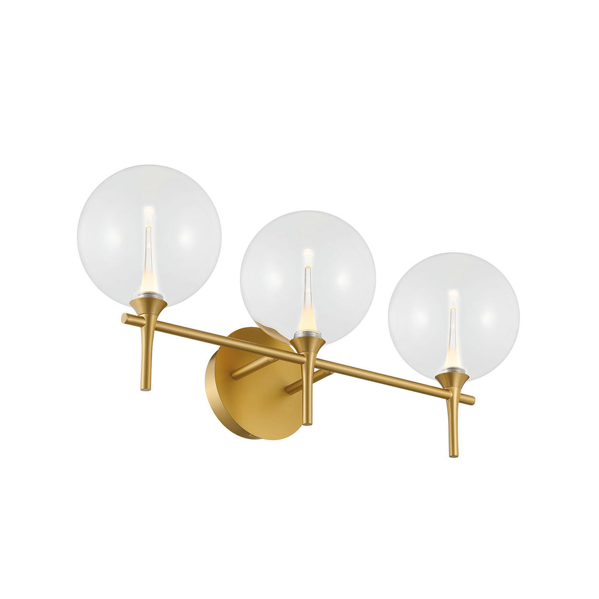 Eaton LED 3 Light Vanity, Brass and Clear Glass