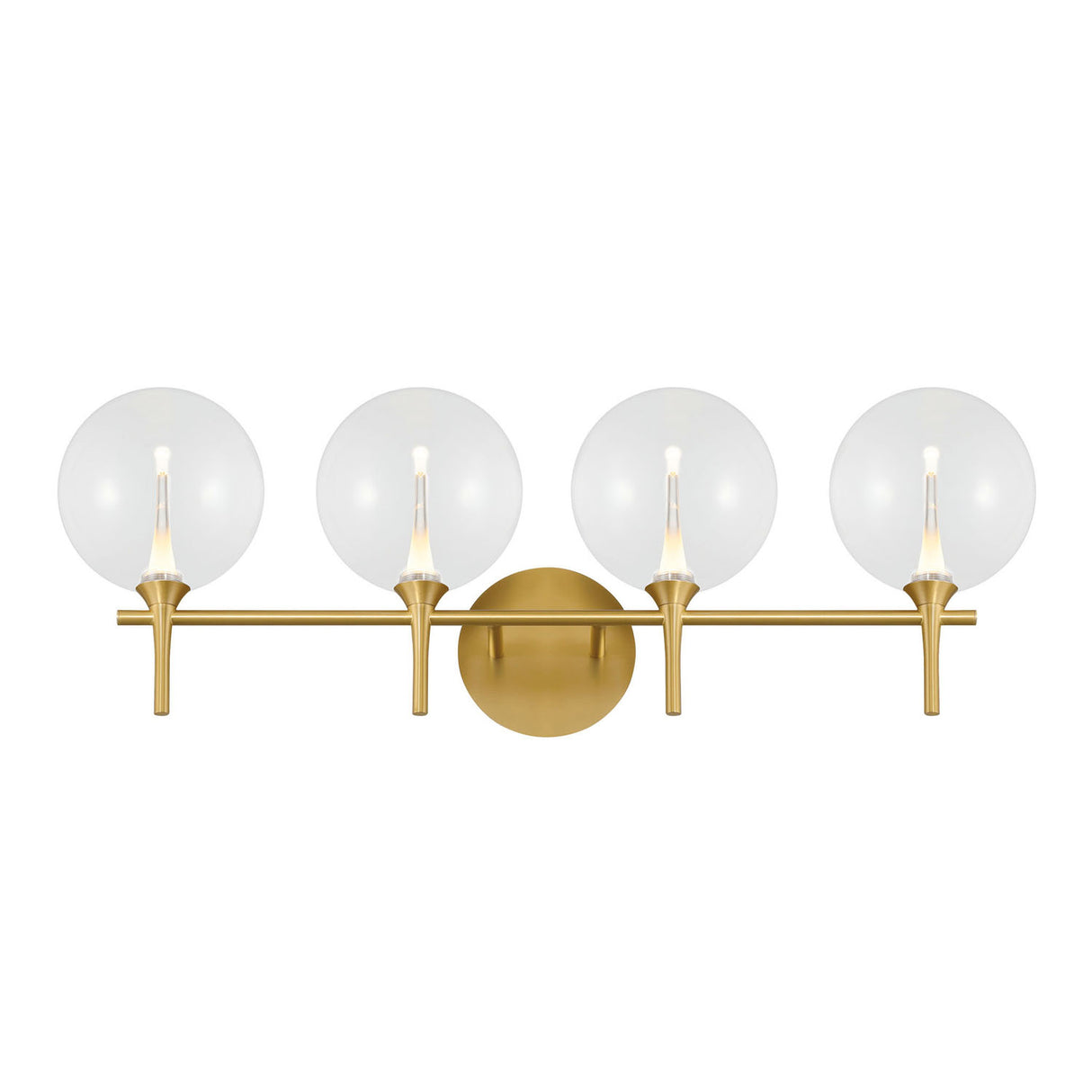 Eaton LED 4 Light Vanity, Brass and Clear Glass
