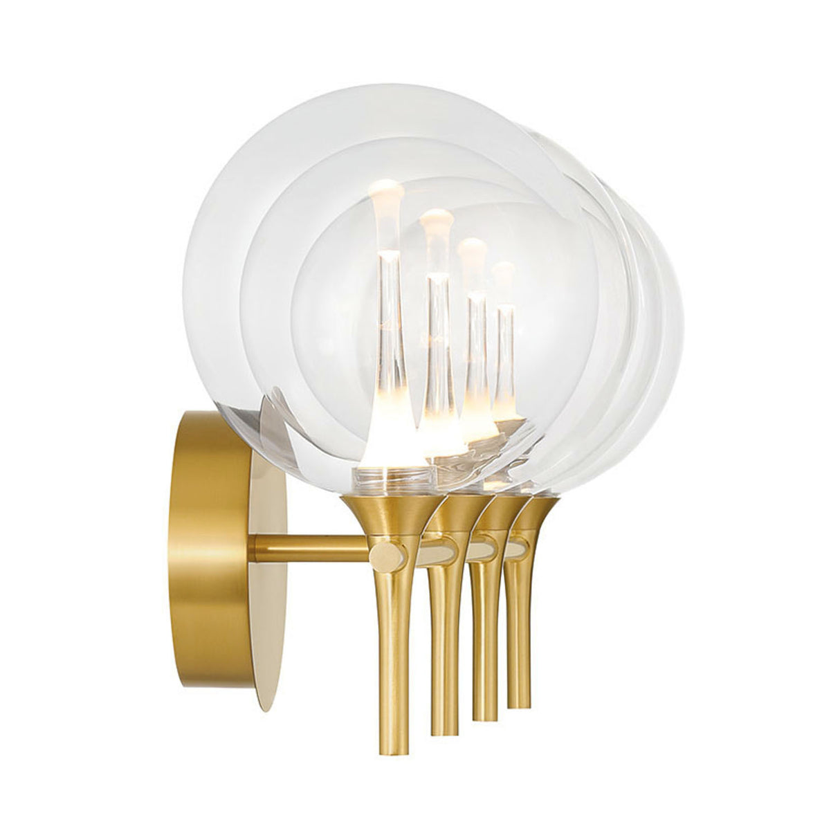 Eaton LED 4 Light Vanity, Brass and Clear Glass