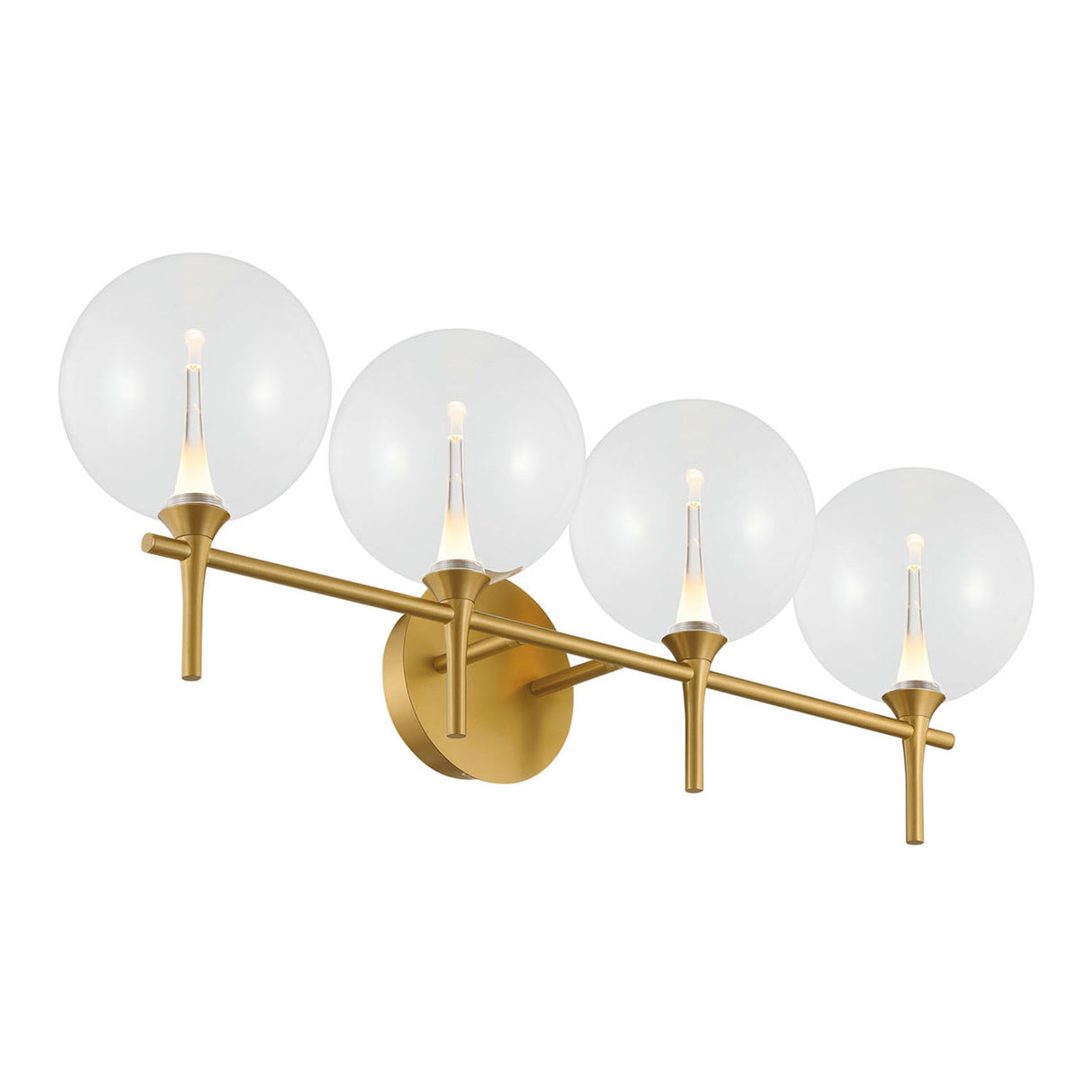 Eaton LED 4 Light Vanity, Brass and Clear Glass