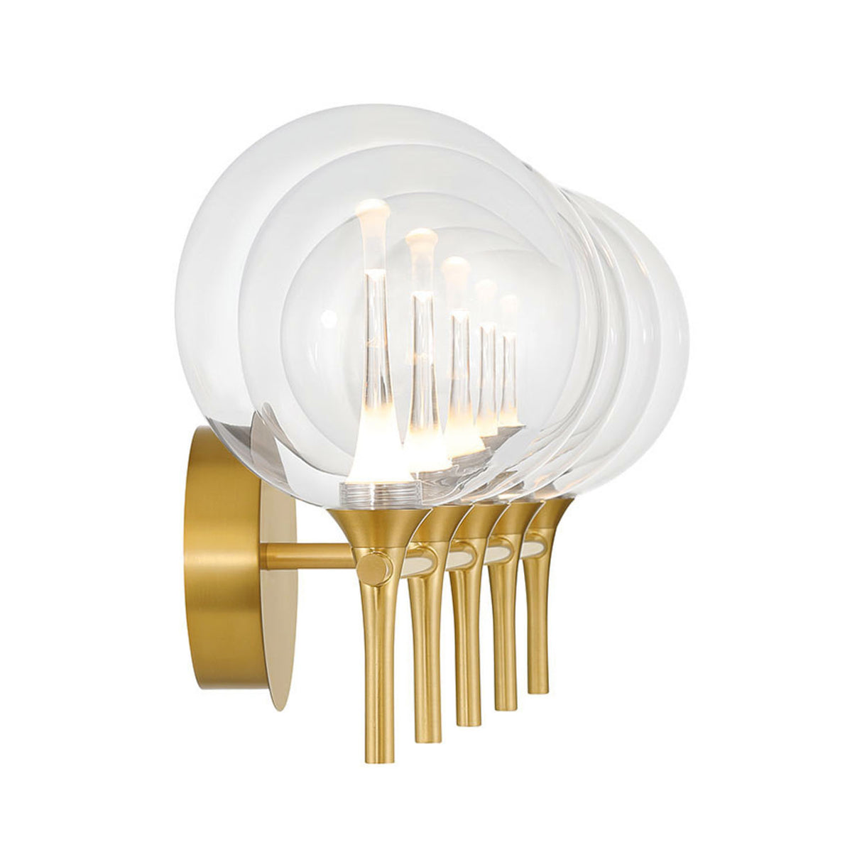 Eaton LED 5 Light Vanity, Brass and Clear Glass