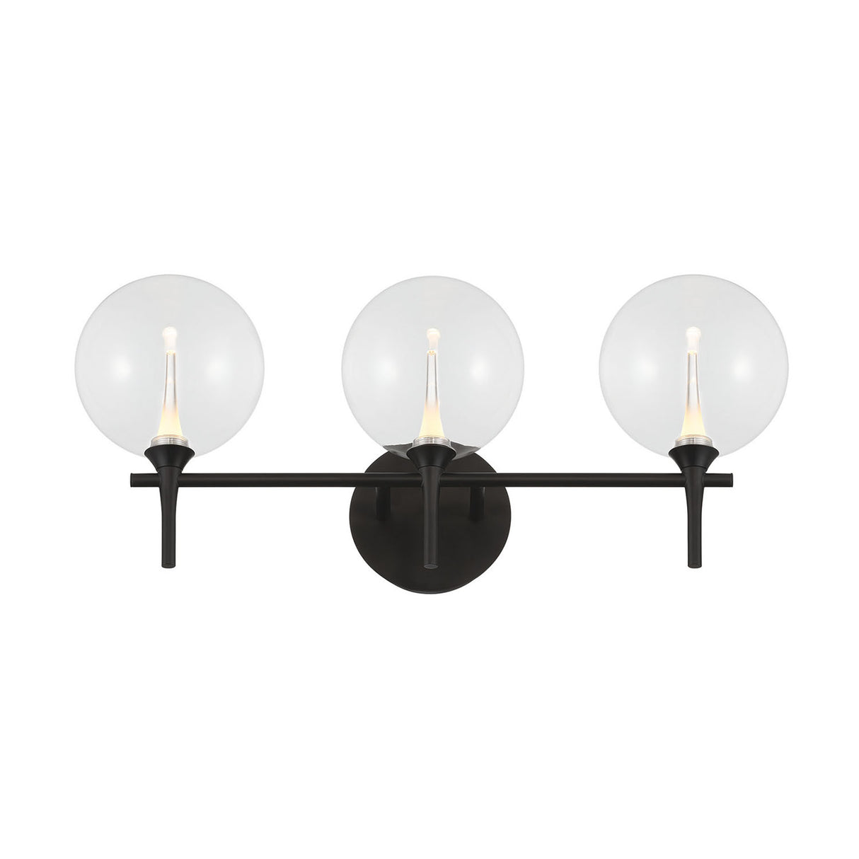 Eaton LED 3 Light Vanity, Matte Black and Clear Glass