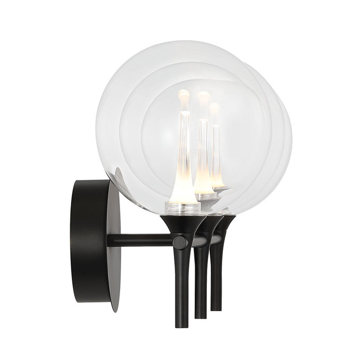 Eaton LED 3 Light Vanity, Matte Black and Clear Glass