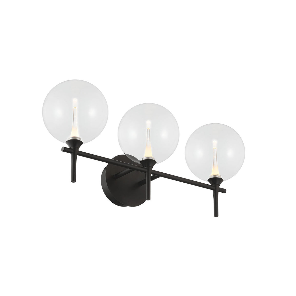 Eaton LED 3 Light Vanity, Matte Black and Clear Glass