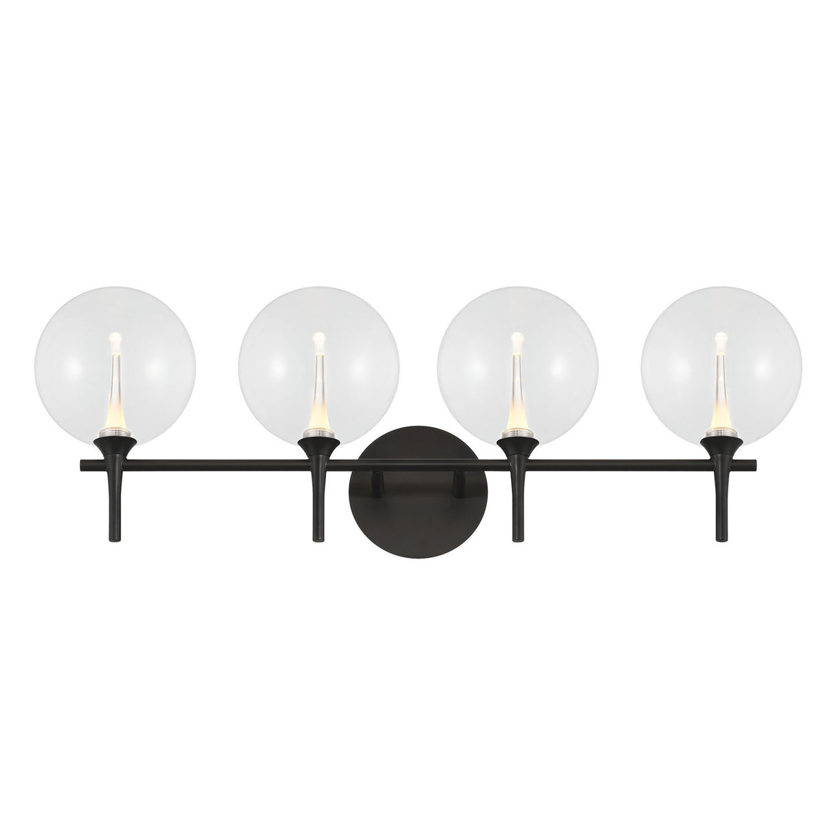 Eaton LED 4 Light Vanity, Matte Black and Clear Glass