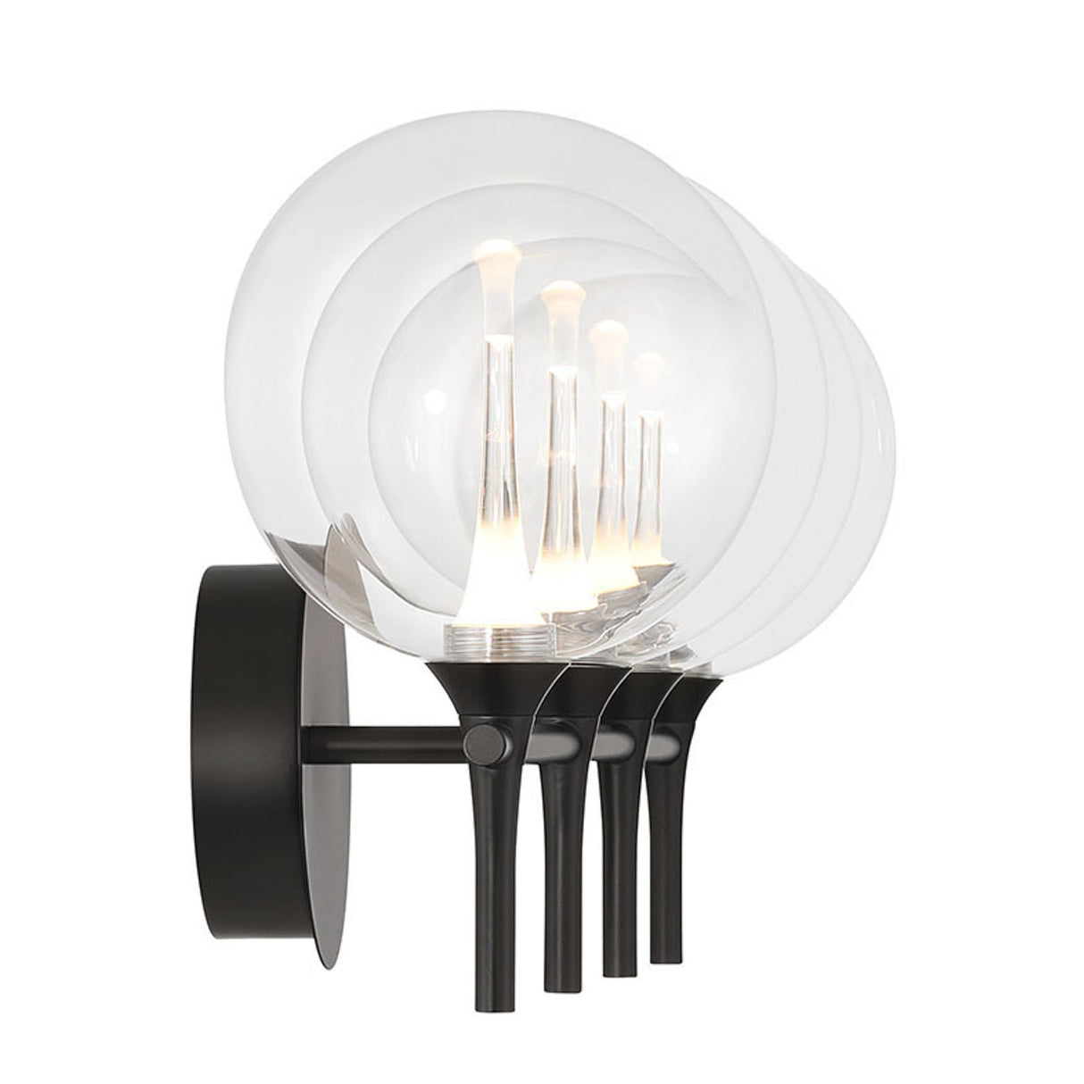 Eaton LED 4 Light Vanity, Matte Black and Clear Glass