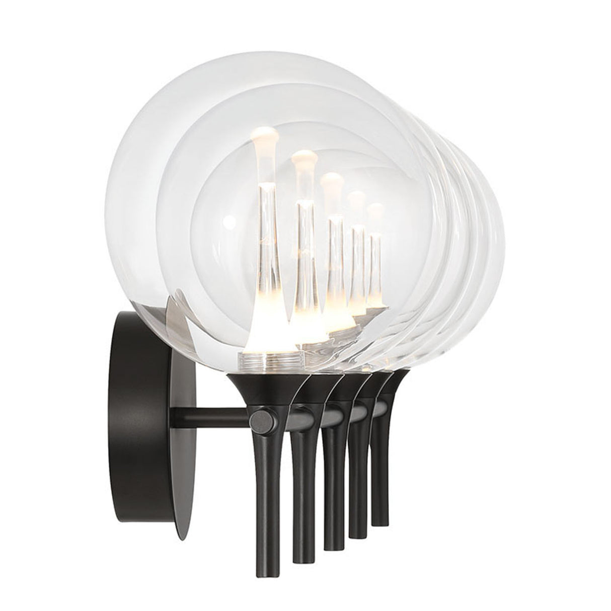 Eaton LED 5 Light Vanity, Matte Black and Clear Glass