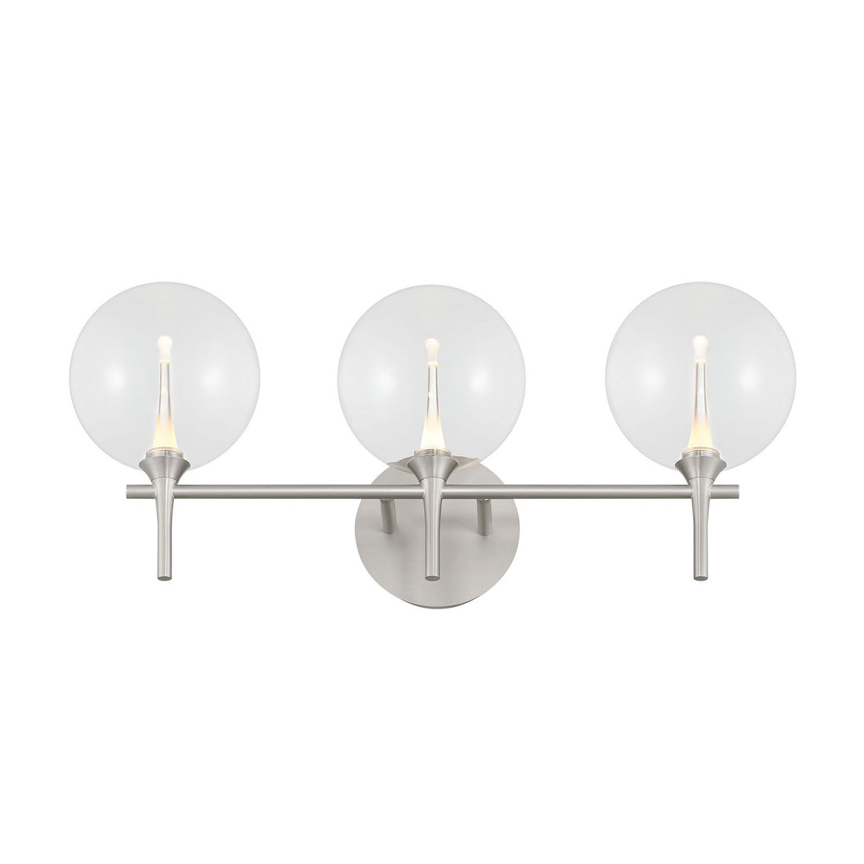 Eaton LED 3 Light Vanity, Satin Nickel and Clear Glass
