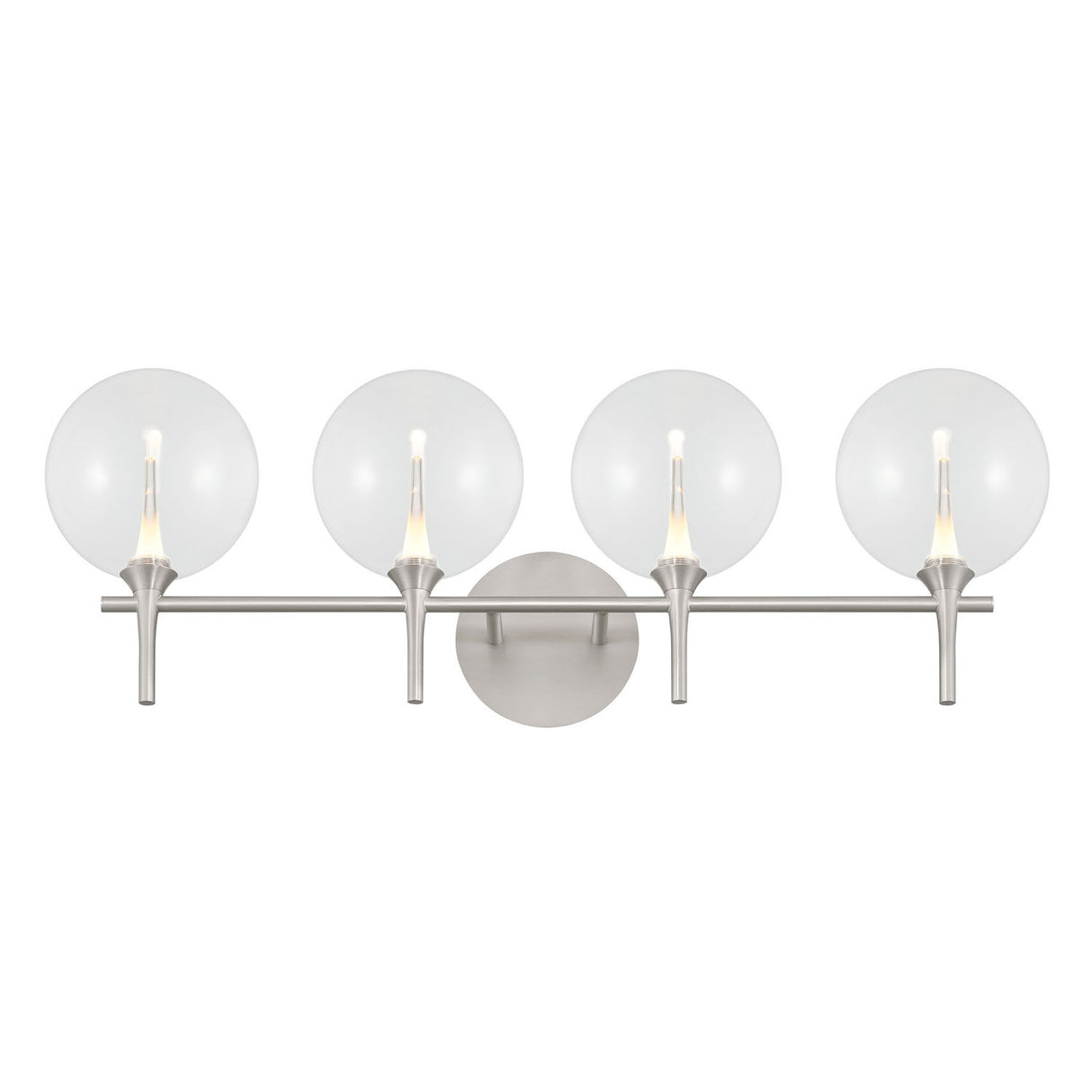 Eaton LED 4 Light Vanity, Satin Nickel and Clear Glass